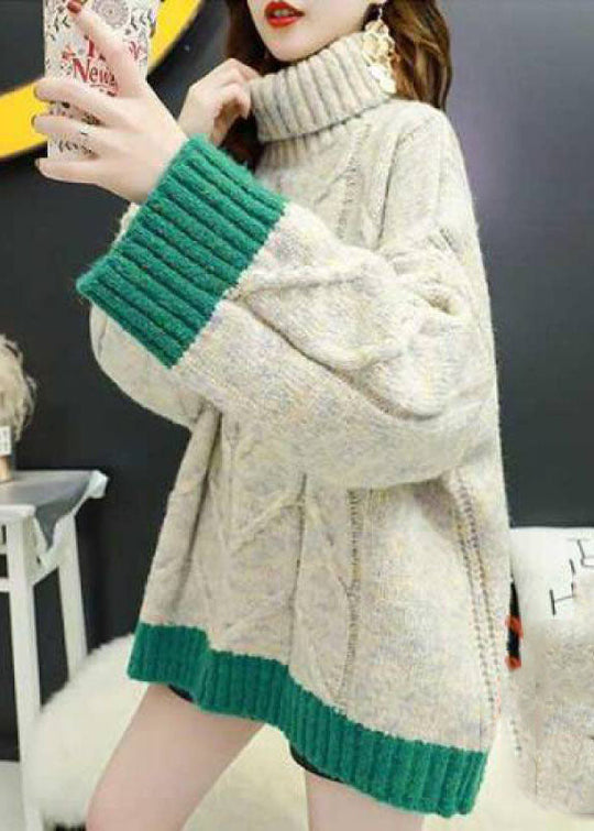 Damenpullover Rollkragen Patchwork Stil für Wintertage 2