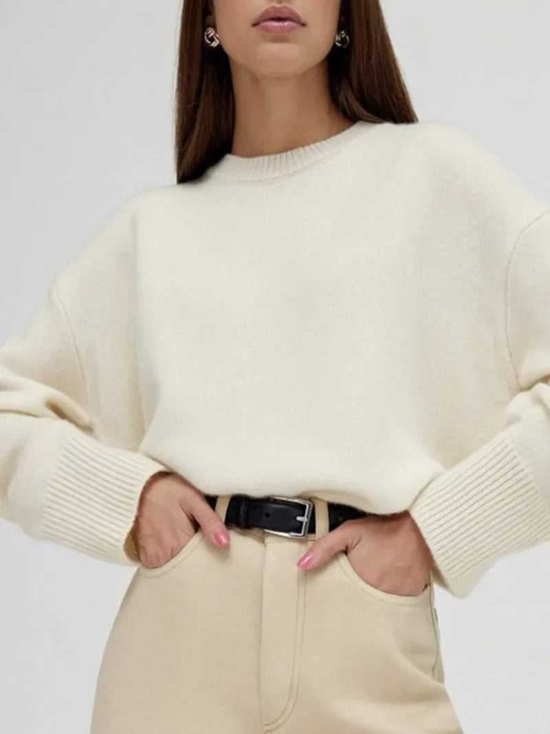 Damenpullover Runde Hals Warmes Strickmaterial für Kalte Tage 2