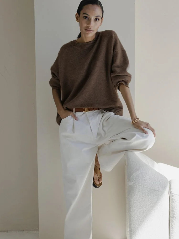 Damenpullover Runde Hals Warmes Strickmaterial für Kalte Tage 8