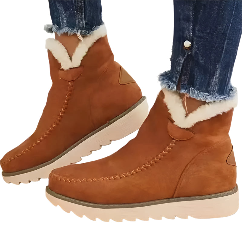 Damenstiefel Plüsch Schafsfell Bequem Elegant für Herbst und Winter 0