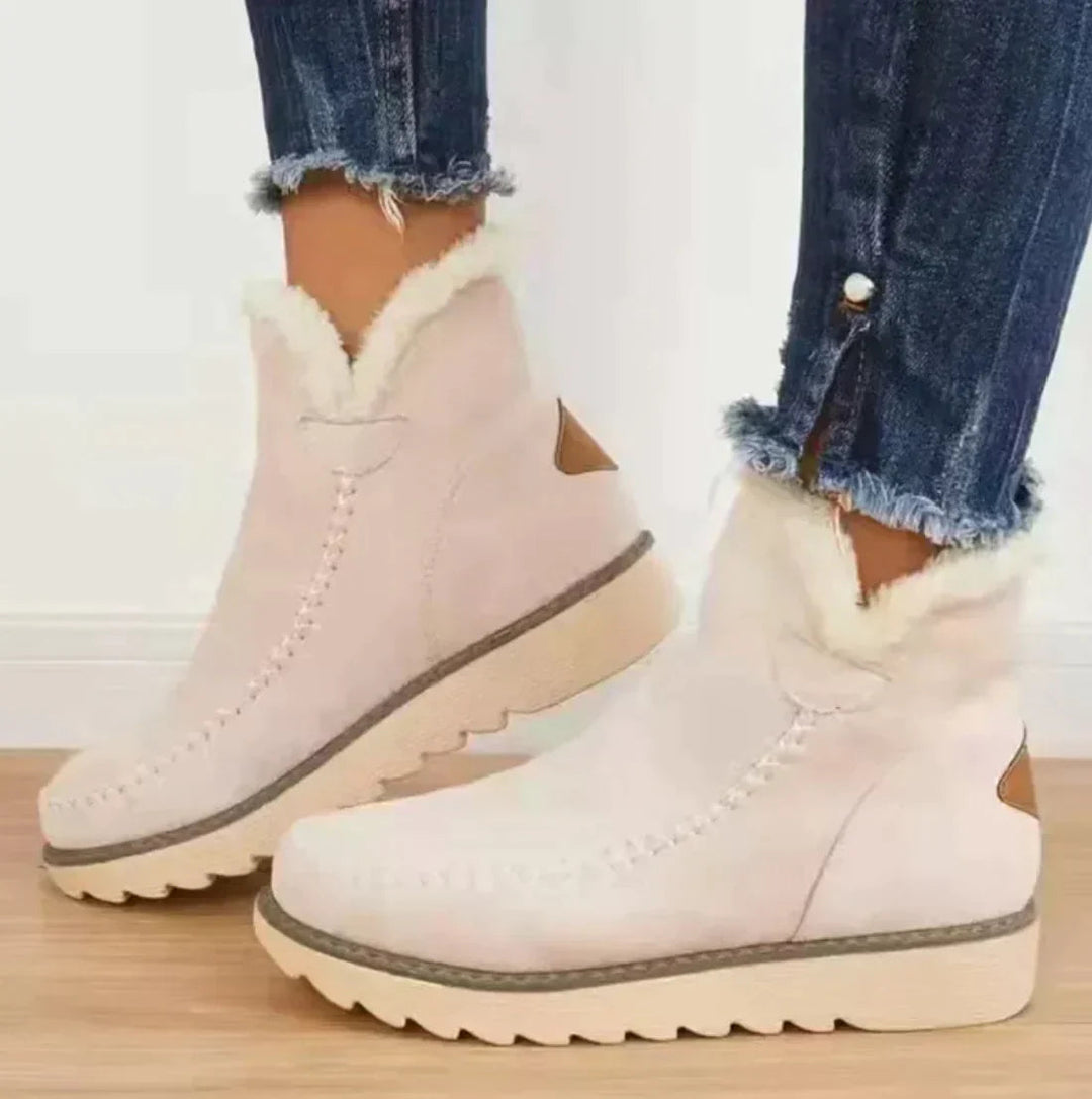 Damenstiefel Plüsch Schafsfell Bequem Elegant für Herbst und Winter 1