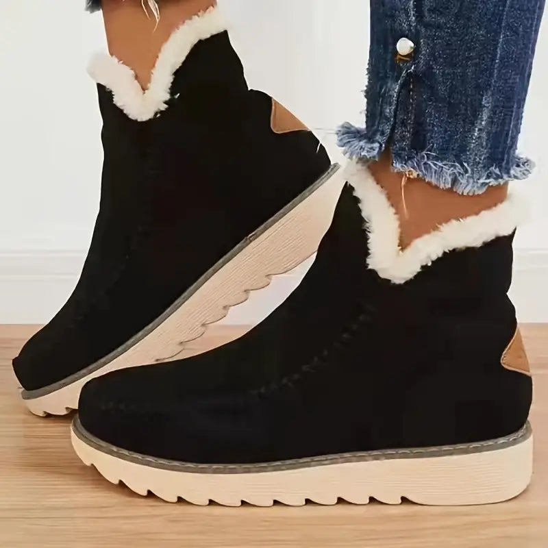 Damenstiefel Plüsch Schafsfell Bequem Elegant für Herbst und Winter 2