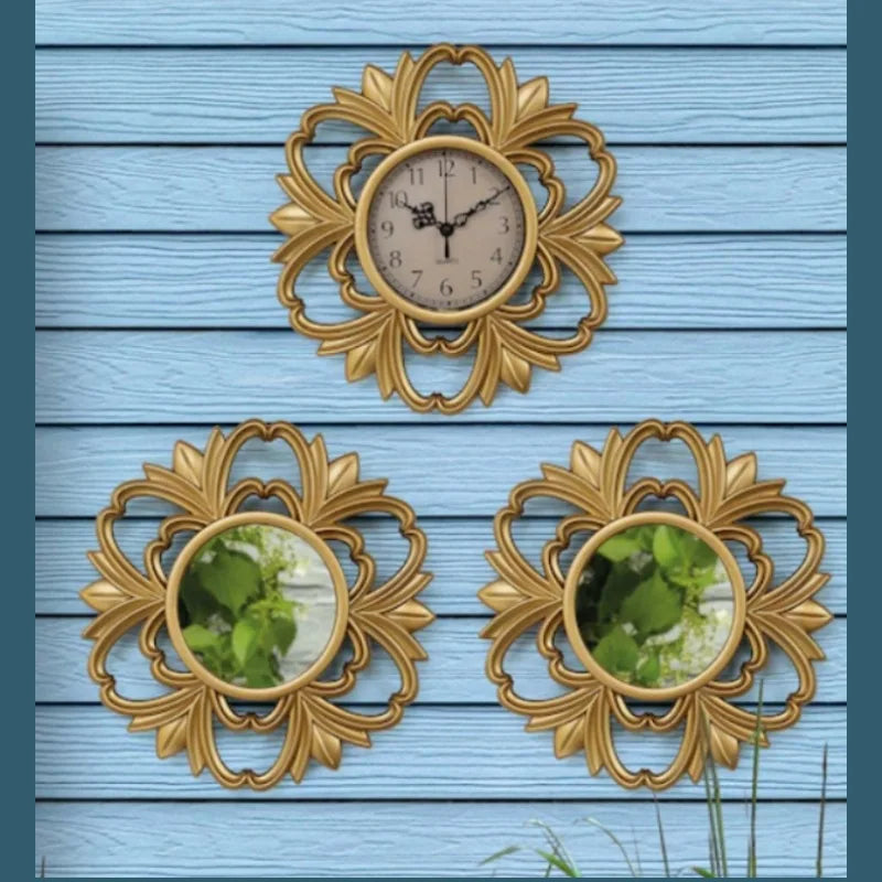 Deko-Uhren- und Spiegel-Set für Vintage-Stil 3