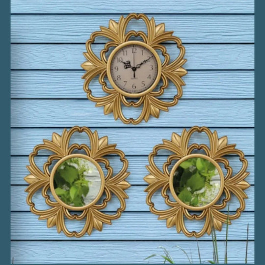 Deko-Uhren- und Spiegel-Set für Vintage-Stil 3