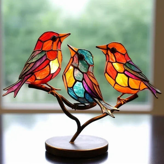 Dekorative Vogelfiguren Set für Zuhause, Kunstvolle Acrylvögel in verschiedenen Designs 2
