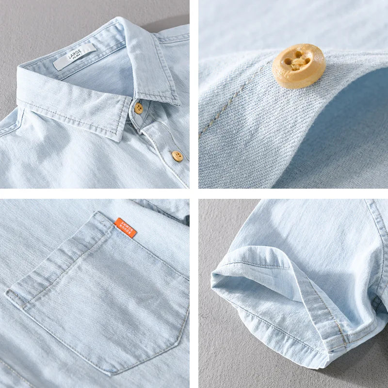 Herrenhemd Langarm Baumwolle Lässiger Stil für Sommer 4