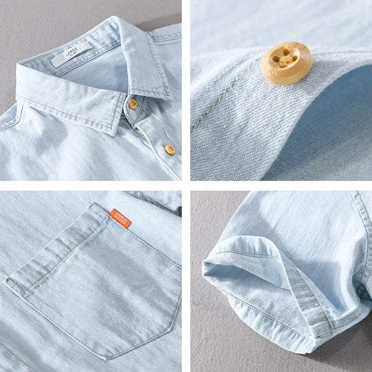 Herrenhemd Langarm Baumwolle Lässiger Stil für Sommer 4