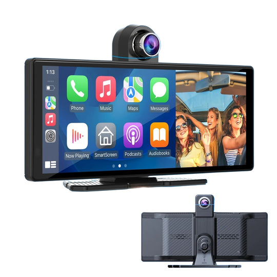 Drahtloses Auto-Display mit CarPlay und Android Auto, HD 26 cm, 4K-Dashcam, Rückfahrkamera 0