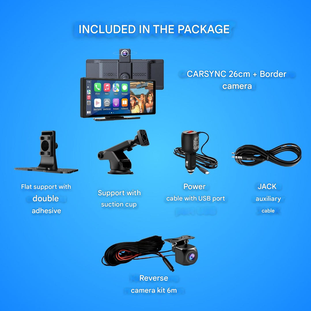 Drahtloses Auto-Display mit CarPlay und Android Auto, HD 26 cm, 4K-Dashcam, Rückfahrkamera 3