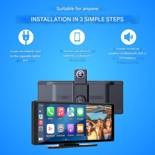 Drahtloses Auto-Display mit CarPlay und Android Auto, HD 26 cm, 4K-Dashcam, Rückfahrkamera 6