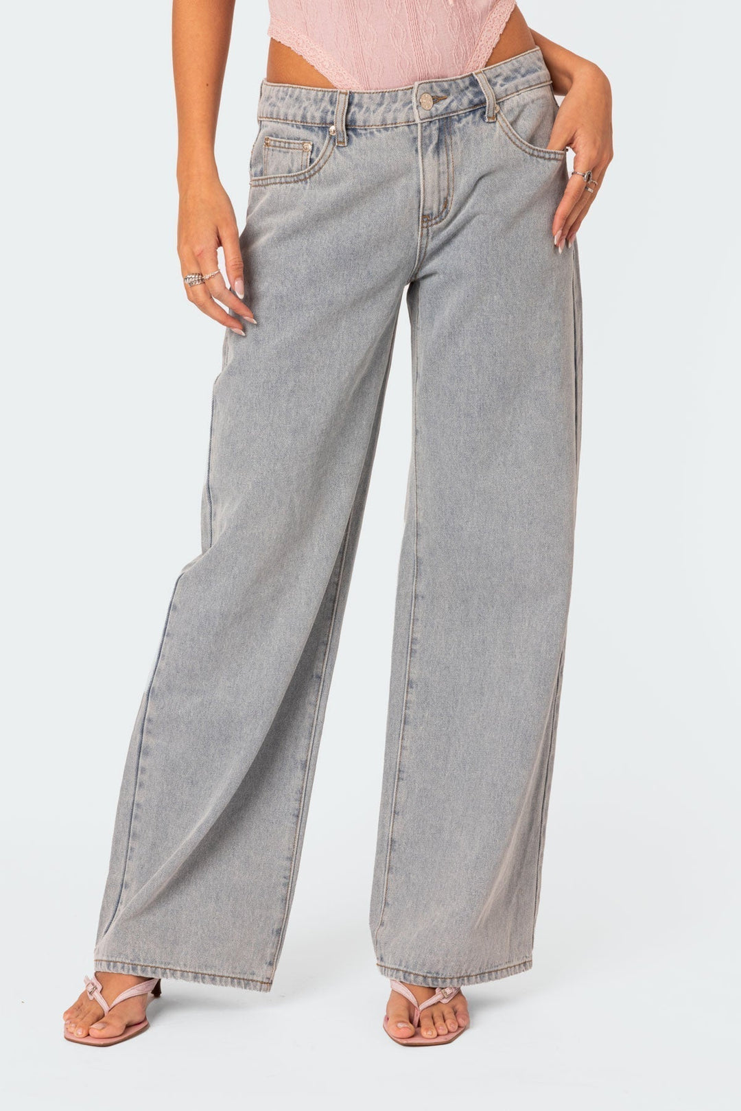 Damen Flared Jeans Blau Eleganter Stil Dehnbarer Denim-2