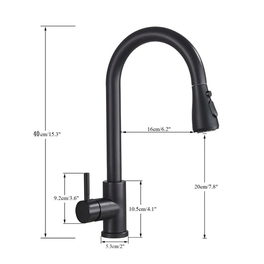 Einhebel-Wasserhahn mit ausziehbarem Kopf für moderne Küchen 4