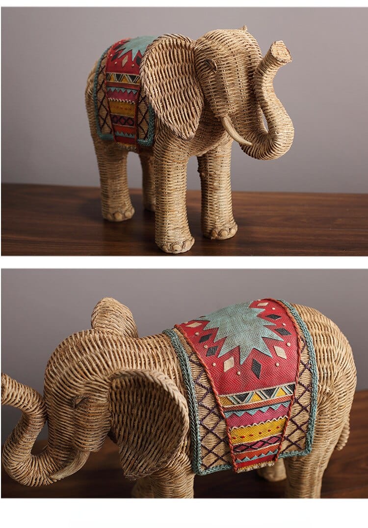 Elefanten Statue Rattan Design 4