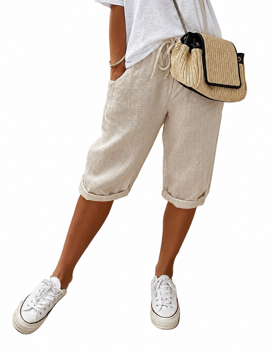Elegante Damenhose im Leinenstil, Sommerstil, Leinenmischung 0