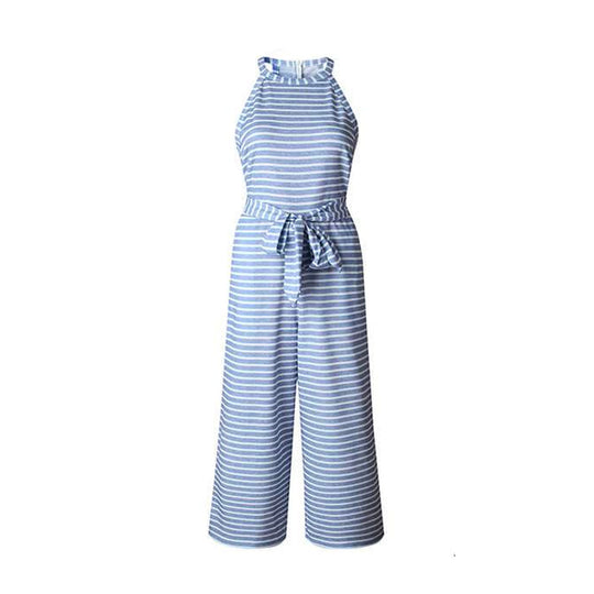 Frauen Gestreifter Schnürer Jumpsuit