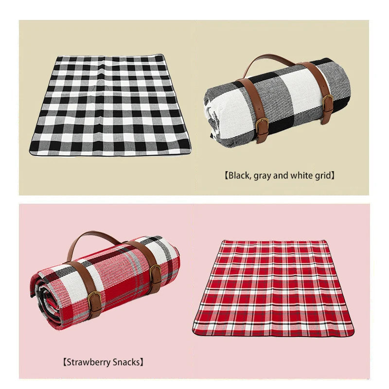 Faltbare Picknickdecke Wasserdicht für Outdoor-Aktivitäten und Campingdecke mit Karomuster 6
