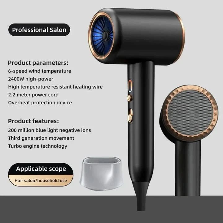 Föhn 2400 W mit Ionentechnologie für alle Haartypen – Geräuscharm und ergonomisch 2