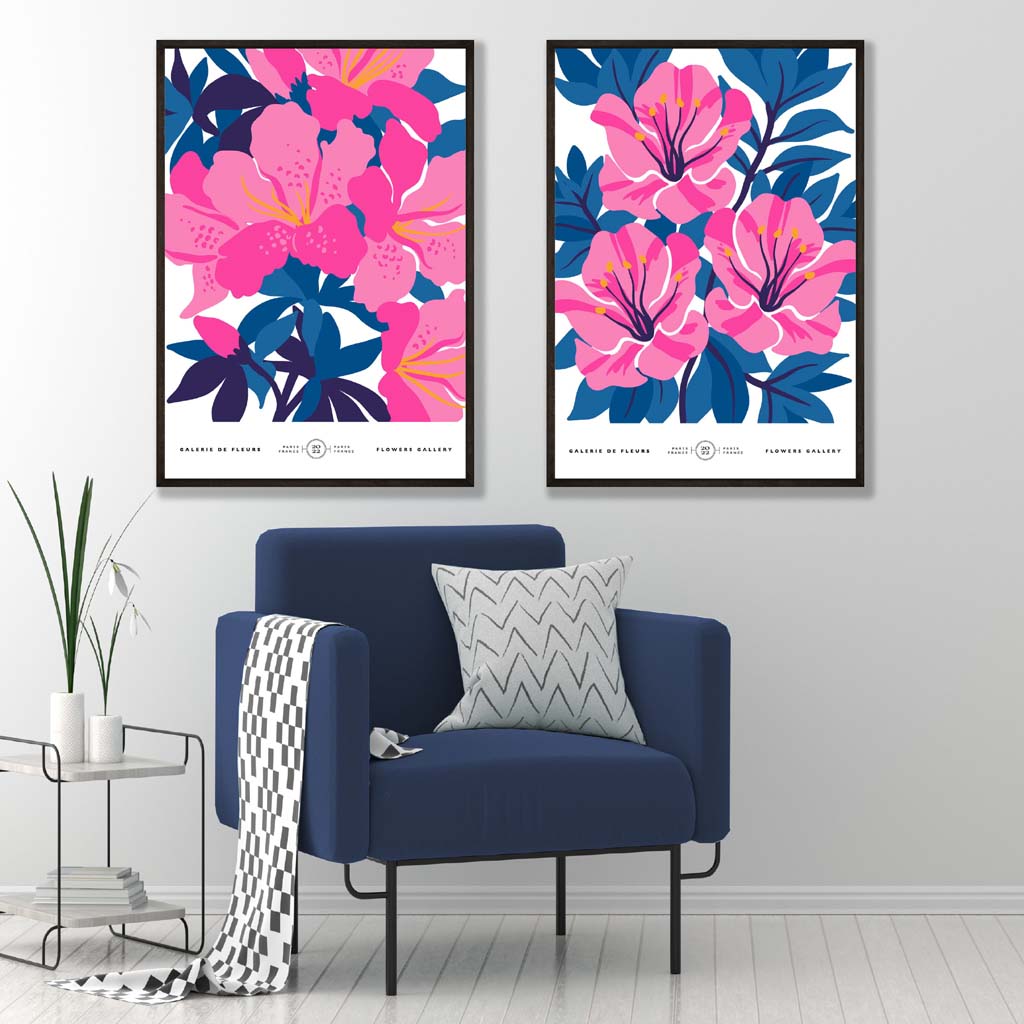 Frühling Kunstdrucke Set mit Blumenmotiven auf Leinwand, Poster Kunstdrucke mit Rahmen für Wohn- und Arbeitsräume 1