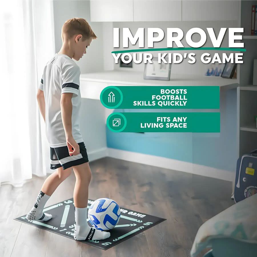 Fußballmatte für Techniktraining für Männer und Frauen, Rutschfest, Markierte Zonen, Kompakt 90 × 60 cm 4