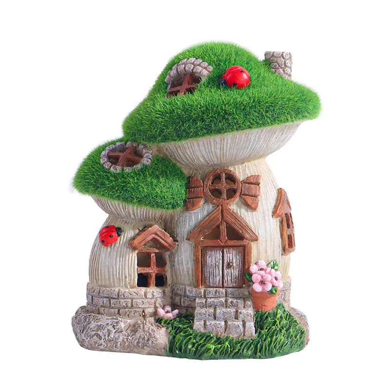Garten Skulptur Pilzhaus mit Solarbeleuchtung – Fantasievolle Dekofigur für den Garten 8