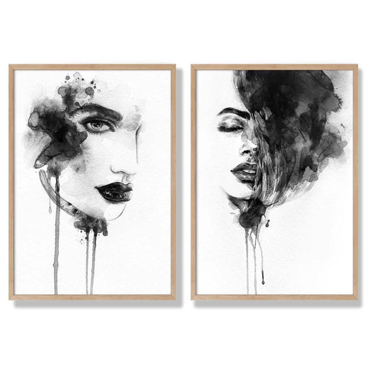 Gerahmtes Set aus 2 Modeillustrationen Schwarz-Weiß für Stilbewusste Räume 6