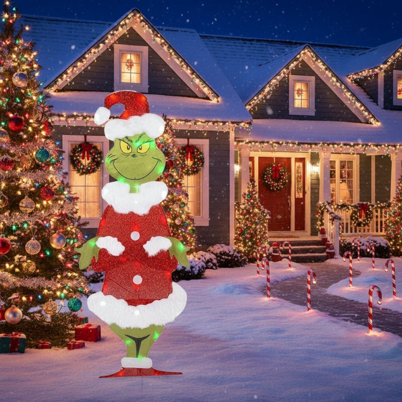 Grinch Gartendekoration mit LED-Beleuchtung für Weihnachtsfeiern 1