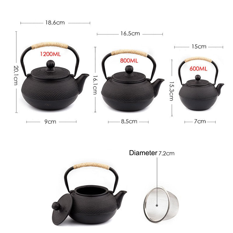 Gusseisen Teekessel Mit Teesieb Im Traditionellen Japanischen Design 1
