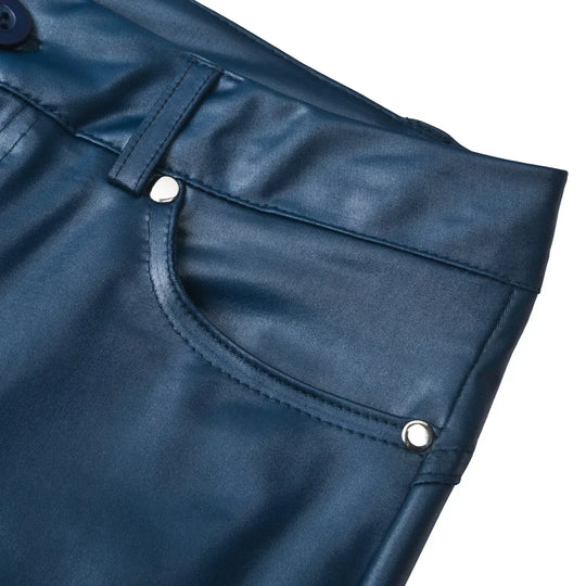 Damen Lederhose Hohe Taille Stretch Kunstleder 5