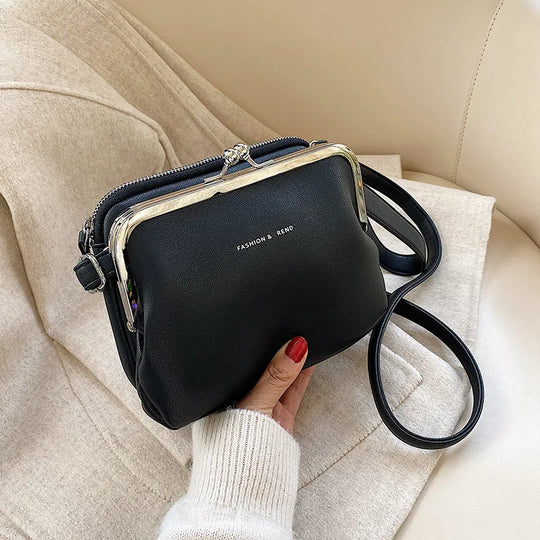 Damen Handtasche Casual Hochwertiges Kunstleder mit Praktischem Clip 2