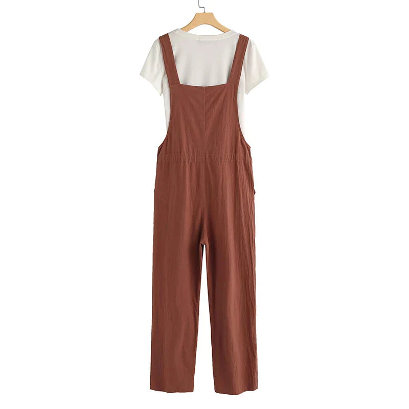 Damen Jumpsuit Lässiger Sommer Stil Atmungsaktive Baumwolle 5