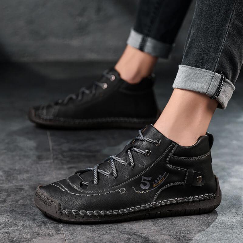 Handgenähte Vintage Lederstiefeletten