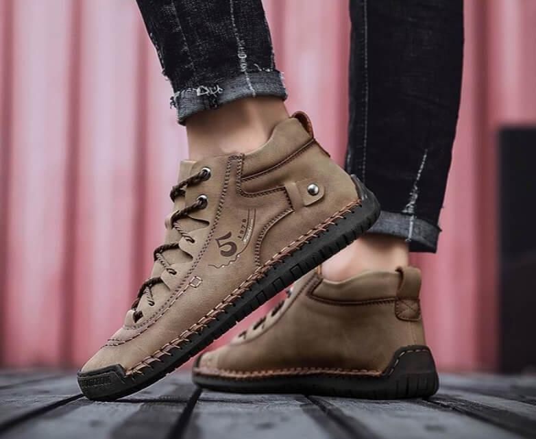 Handgenähte Vintage Lederstiefeletten