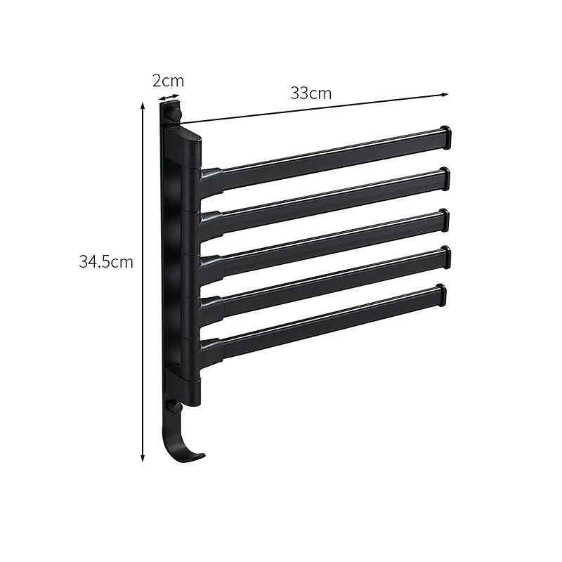Handtuchhalter Wand 5-armig für modernes Bad, Platzsparender Handtuchständer aus Schwarz Metall 3