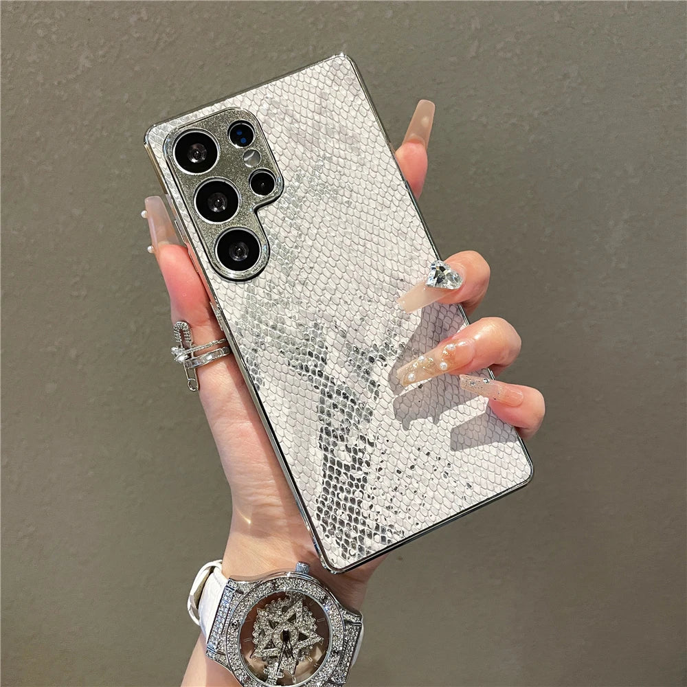Handyhülle für Samsung Galaxy S25 Ultra &amp; S24 Plus mit Schlangenhaut-Textur 10