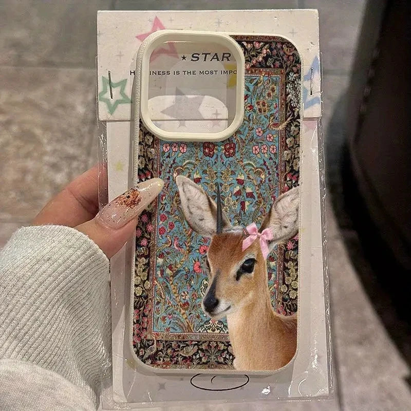 Handyhülle mit Vintage Blume und Hirsch für iPhone 1