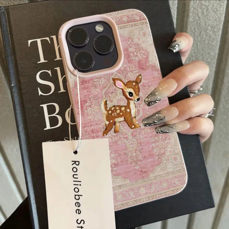 Handyhülle mit Vintage Blume und Hirsch für iPhone 6