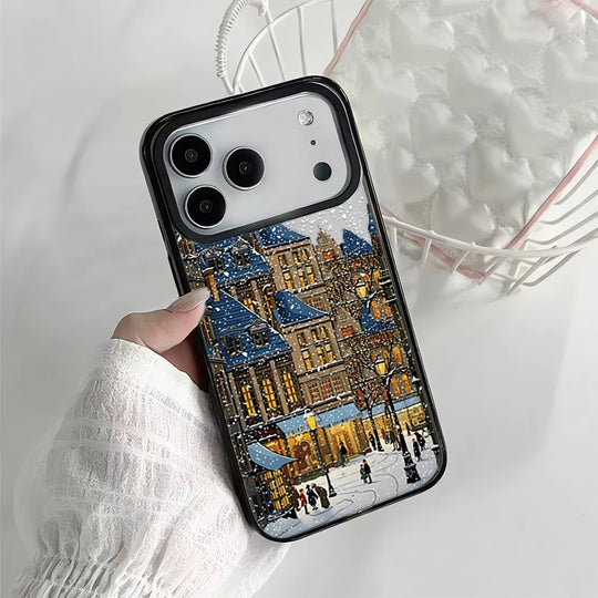 Handytasche für iPhone mit Schneeansicht und Landschaftsdesign 7