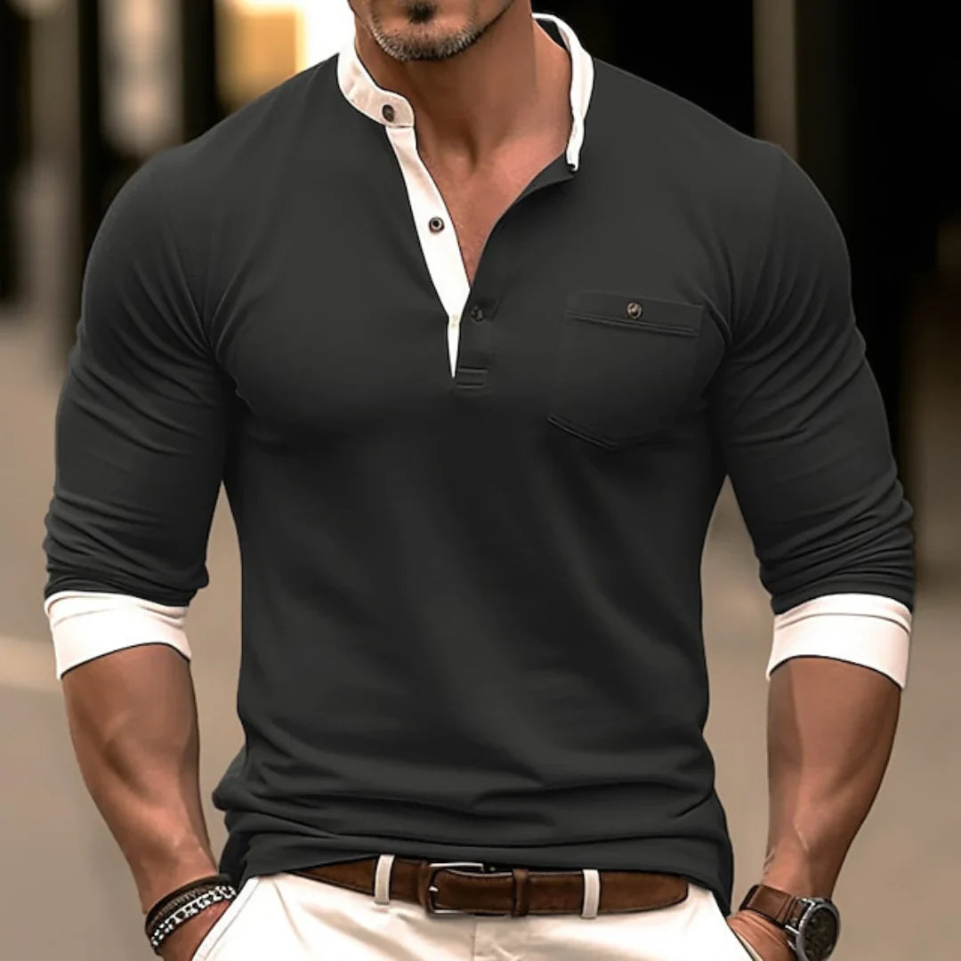 Herren Langarmshirt Modernes Design Baumwolle Elegante Passform-1