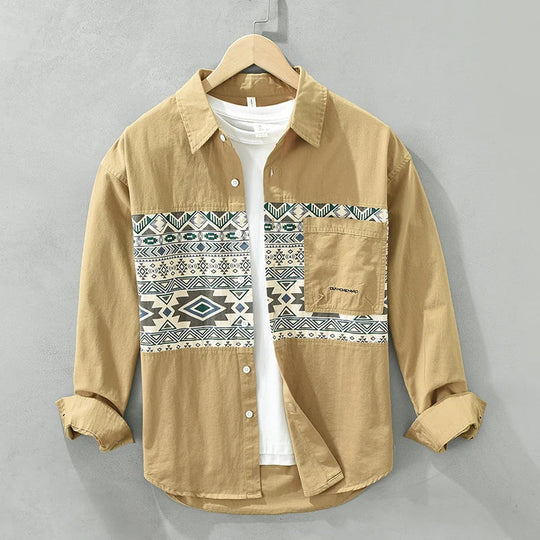 Herrenhemd Patchwork Stil Baumwolle Atmungsaktiv für Sommer und Freizeit 1