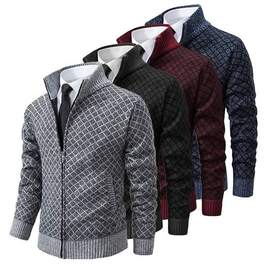 Herren-Strickjacke aus Jacquard, weich und komfortabel 4
