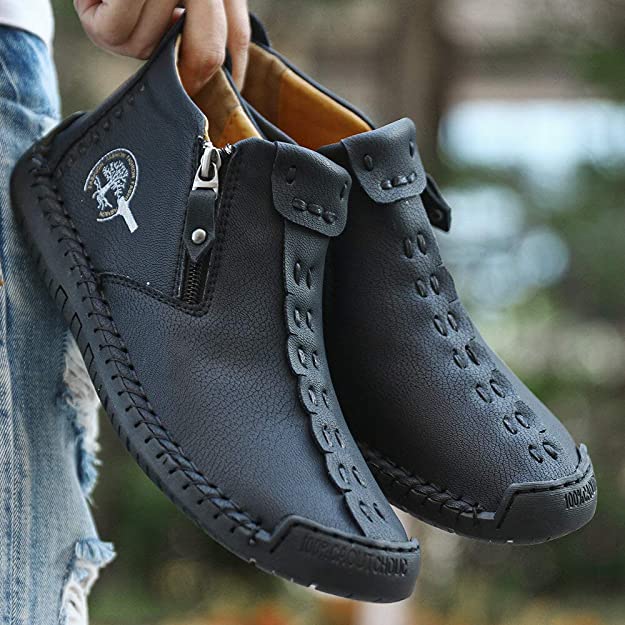 Herren Vintage Hand Genäht Stiefelette