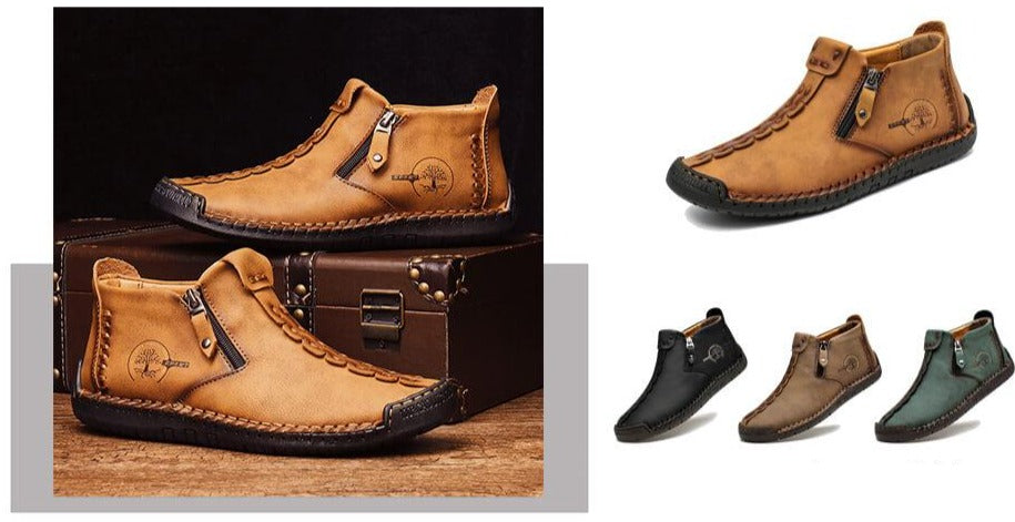 Herren Vintage Hand Genäht Stiefelette