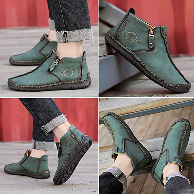 Herren Vintage Hand Genäht Stiefelette