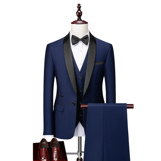 Herren 3-teiliges Anzug-Set Slim Fit Wolle 2