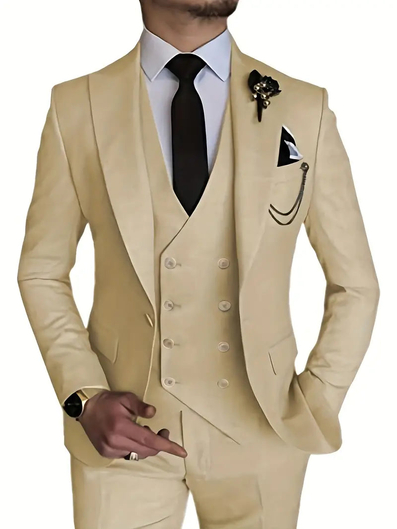 Herren Anzug Set 3-teilig Blazer, Weste und Hosen für Business und Freizeit 11