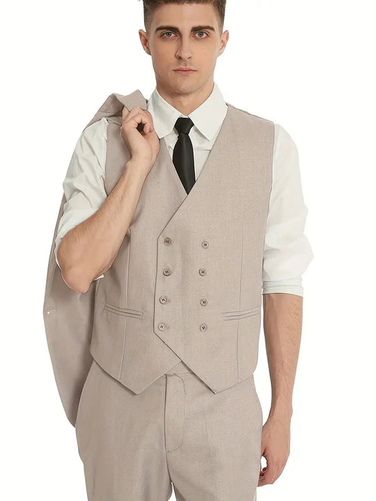 Herren Anzug Set 3-teilig Blazer, Weste und Hosen für Business und Freizeit 2