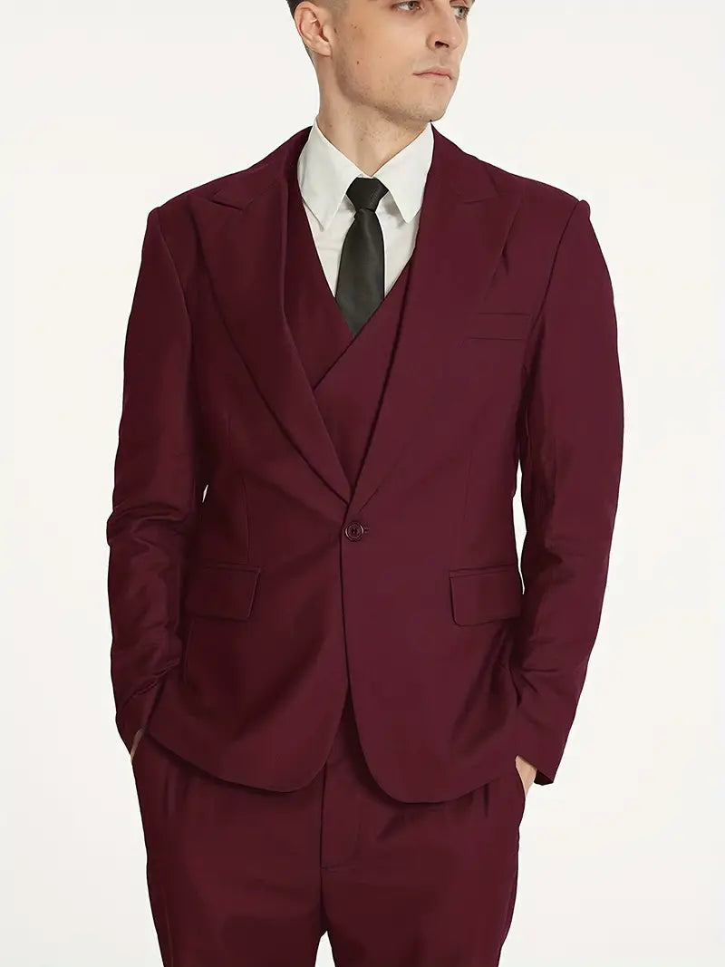 Herren Anzug Set 3-teilig Blazer, Weste und Hosen für Business und Freizeit 4