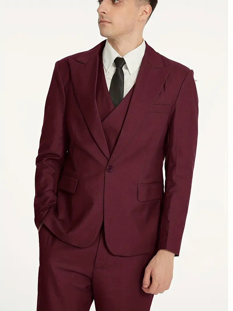 Herren Anzug Set 3-teilig Blazer, Weste und Hosen für Business und Freizeit 5