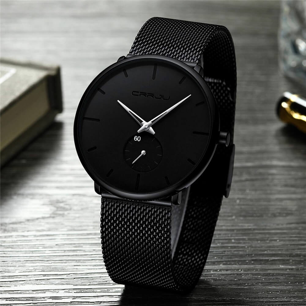 Herren Armbanduhr Minimalistisch Edelstahl Blau 6