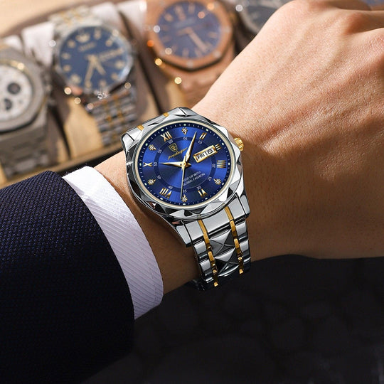 Herren Armbanduhr Wasserdicht Modernes Design Edelstahl Quarz 2